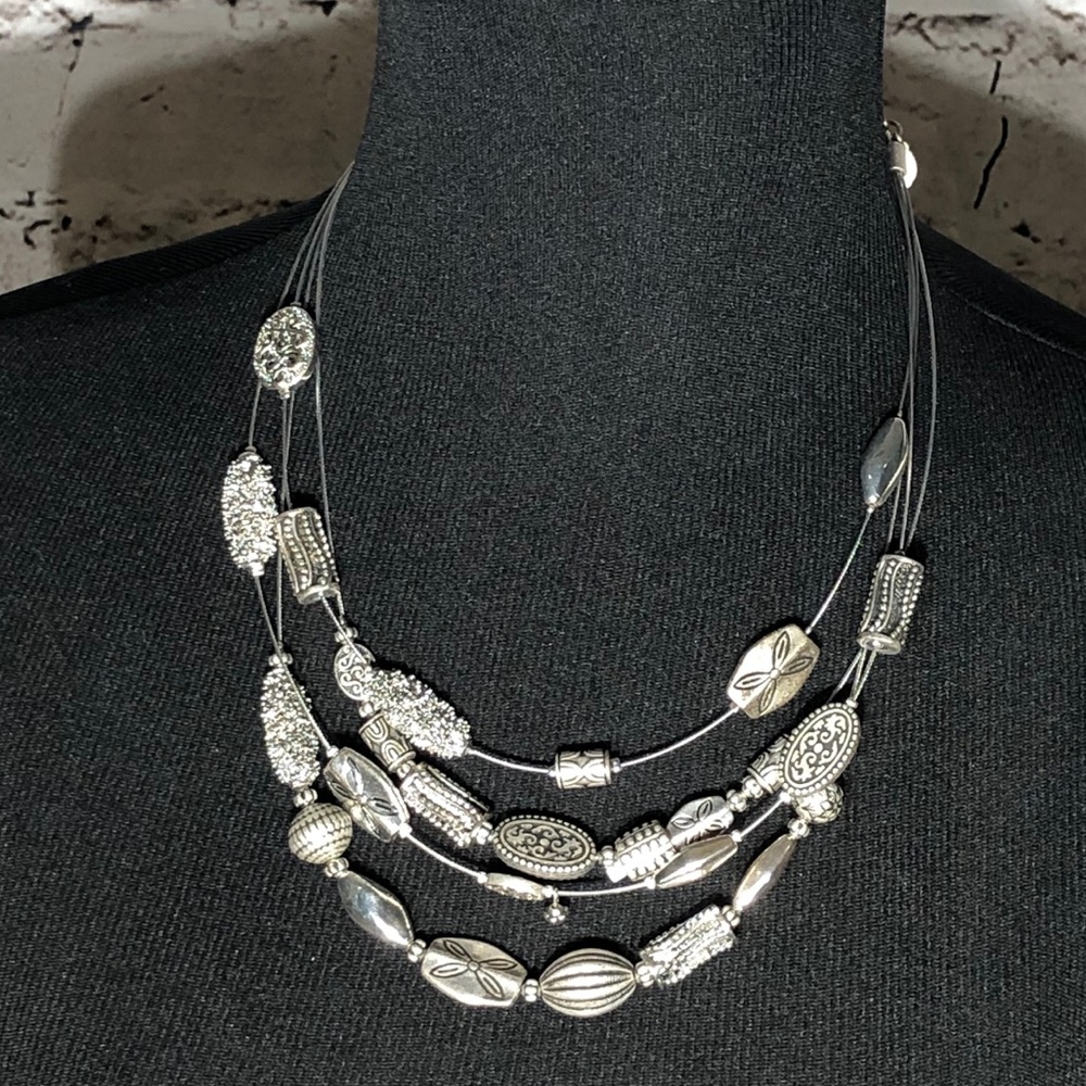 Silver Color Multi Strand Necklace